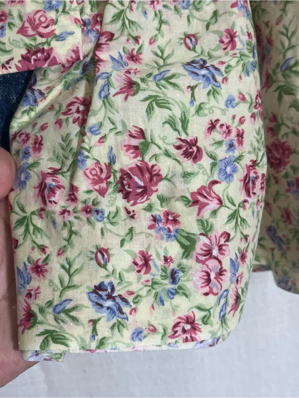 Handmade Doll Dress Outfit Set Floral Denim Dress Hat & Flower